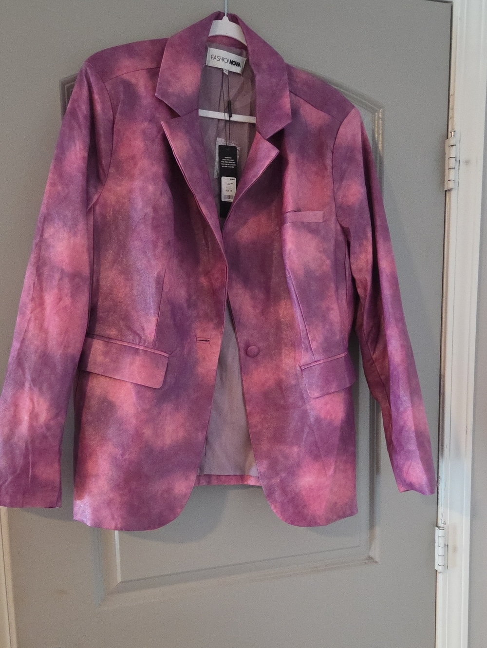 Fashion Nova Pink-Purple Tie-Dye Blazer Jacket
